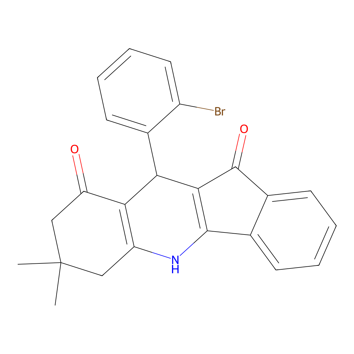 10-(2-bromophenyl)-7,7-dimethyl-6,7,8,10-tetrahydro-5H-indeno[1,2-b]quinoline-9,11-dione molecular structure, CAS 489462-98-8