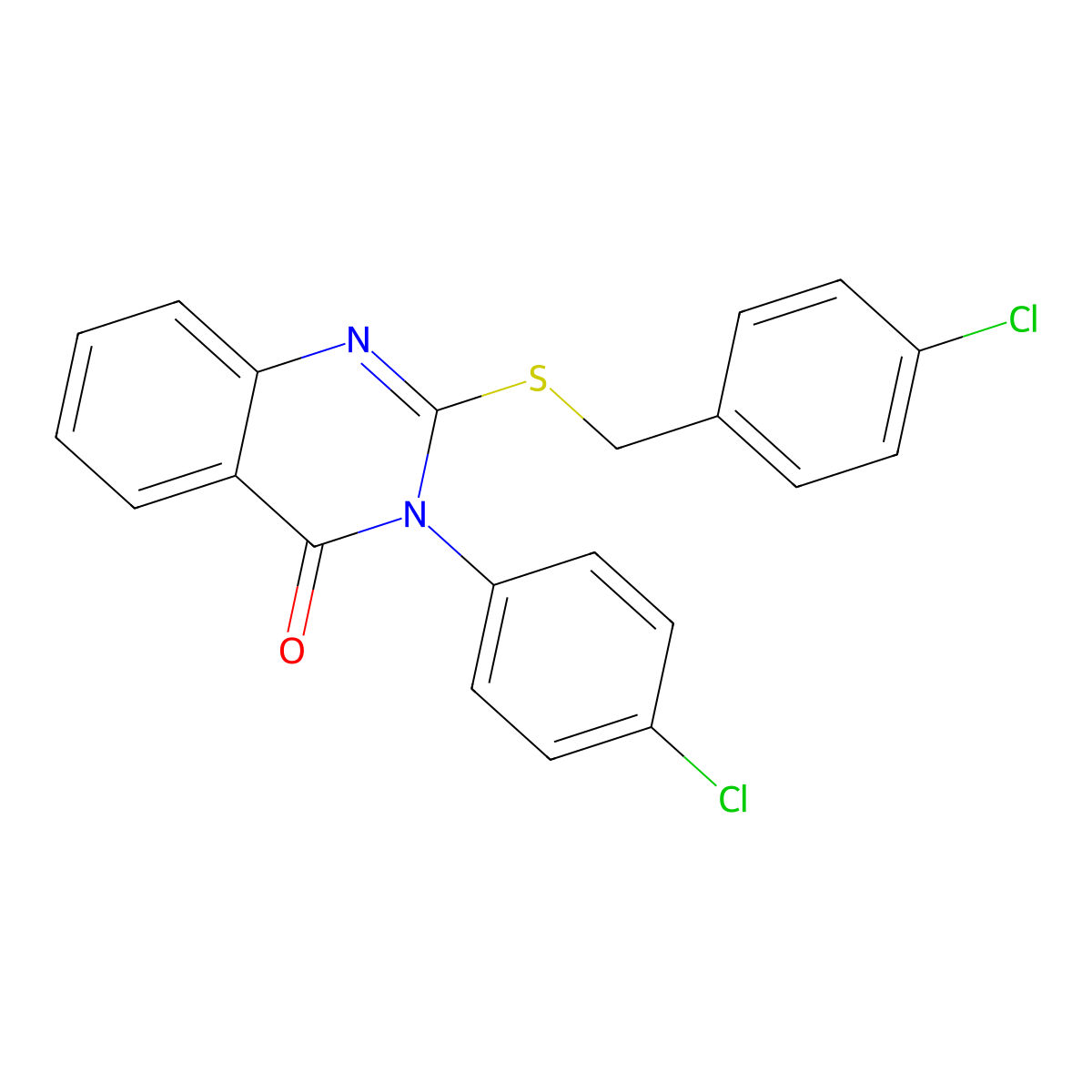 3-(4-Chlorophenyl)-2-[(4-chlorophenyl)methylsulfanyl]quinazolin-4-one molecular structure, CAS 489463-65-2
