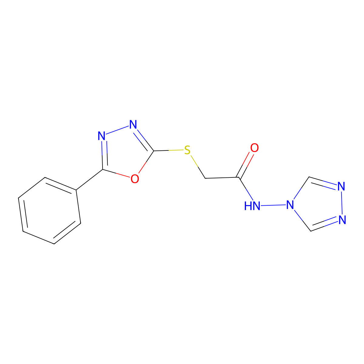 2-[(5-phenyl-1,3,4-oxadiazol-2-yl)sulfanyl]-N-(1,2,4-triazol-4-yl)acetamide molecular structure, CAS 489463-66-3