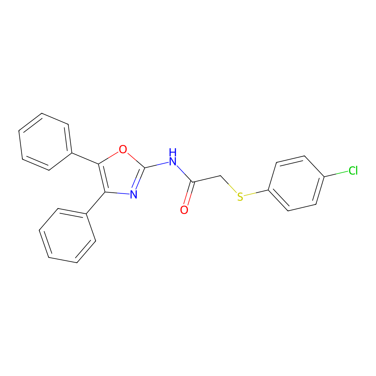 2-[(4-chlorophenyl)sulfanyl]-N-(4,5-diphenyl-1,3-oxazol-2-yl)acetamide molecular structure, CAS 489463-80-1