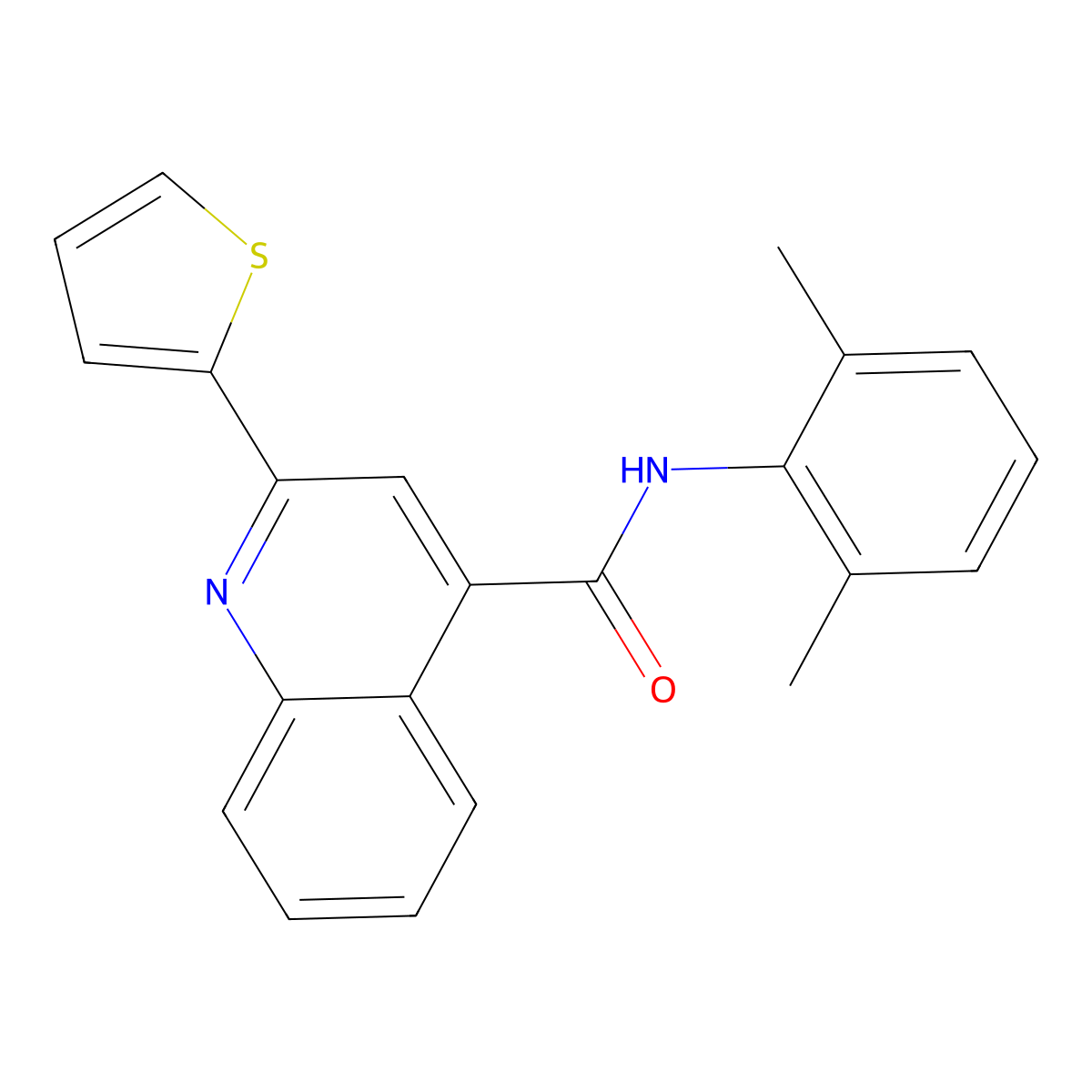 N-(2,6-dimethylphenyl)-2-thiophen-2-ylquinoline-4-carboxamide molecular structure, CAS 489463-99-2