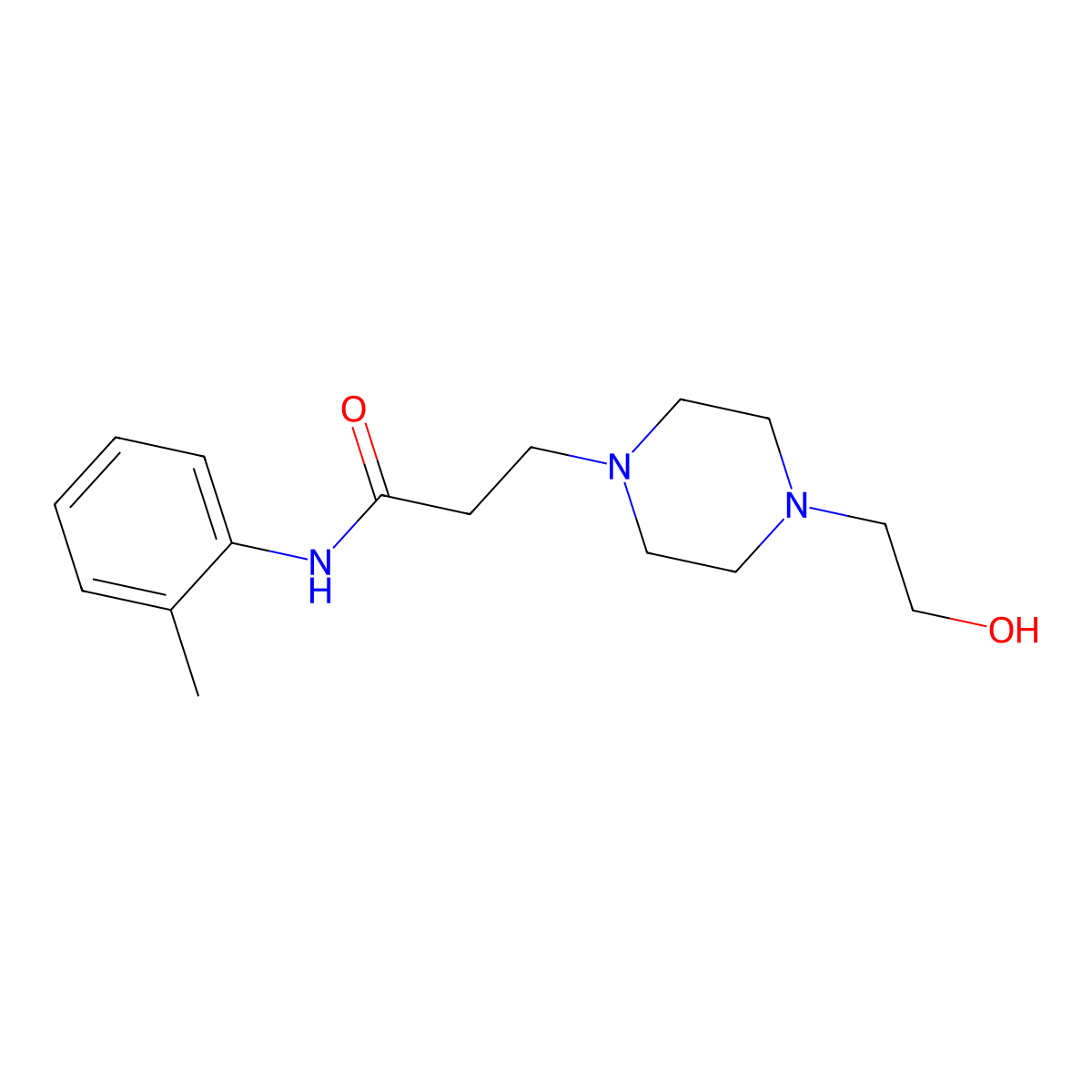 3-[4-(2-hydroxyethyl)piperazin-1-yl]-N-(2-methylphenyl)propanamide molecular structure, CAS 489464-56-4