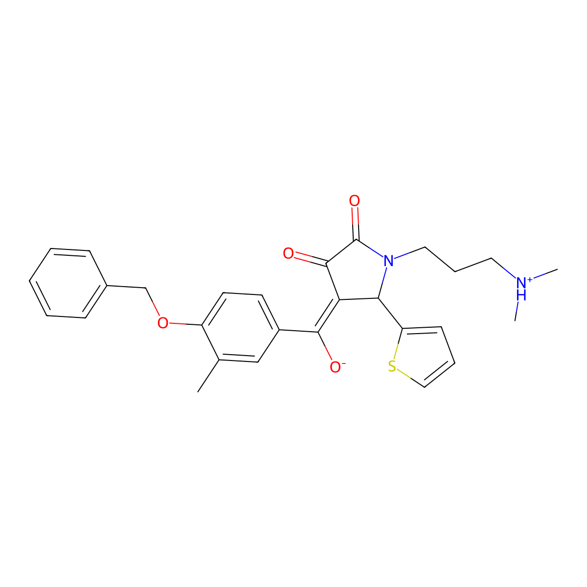 4-[4-(benzyloxy)-3-methylbenzoyl]-1-[3-(dimethylamino)propyl]-3-hydroxy-5-(thiophen-2-yl)-2,5-dihydro-1H-pyrrol-2-one molecular structure, CAS 489464-72-4