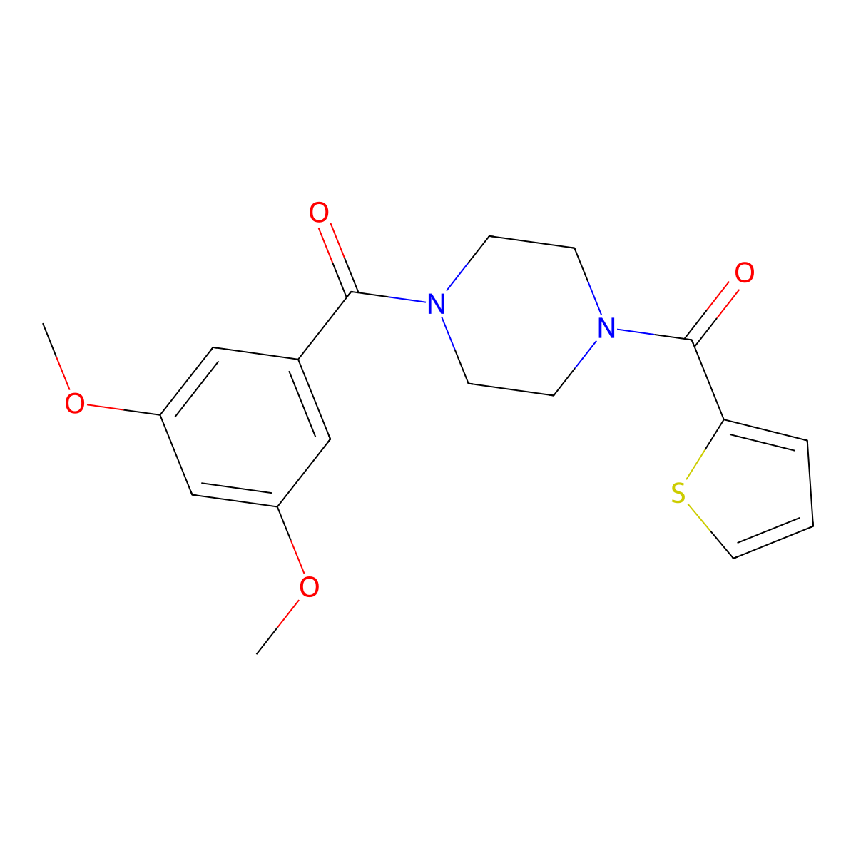 [4-(3,5-Dimethoxybenzoyl)piperazin-1-yl]-thiophen-2-ylmethanone molecular structure, CAS 489464-84-8