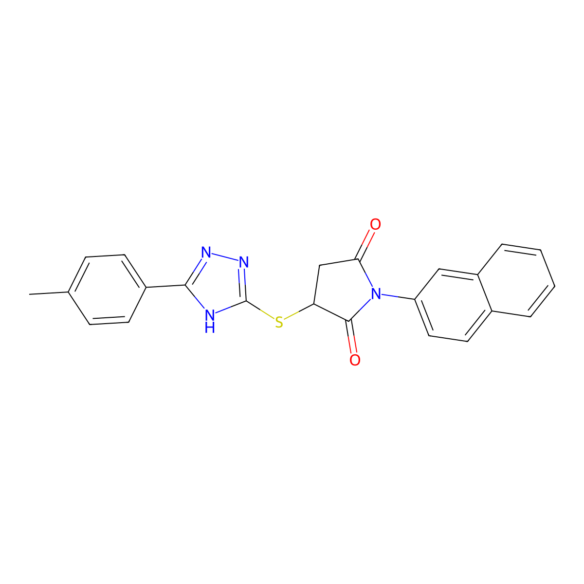 3-{[5-(4-methylphenyl)-4H-1,2,4-triazol-3-yl]sulfanyl}-1-(naphthalen-2-yl)pyrrolidine-2,5-dione molecular structure, CAS 489465-14-7