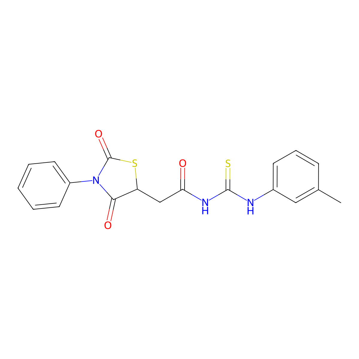 2-(2,4-dioxo-3-phenyl-1,3-thiazolidin-5-yl)-N-[(3-methylphenyl)carbamothioyl]acetamide molecular structure, CAS 489465-68-1