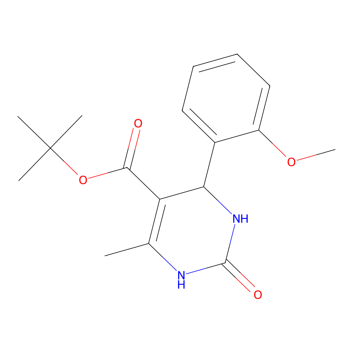 tert-butyl 4-(2-methoxyphenyl)-6-methyl-2-oxo-3,4-dihydro-1H-pyrimidine-5-carboxylate molecular structure, CAS 489465-88-5