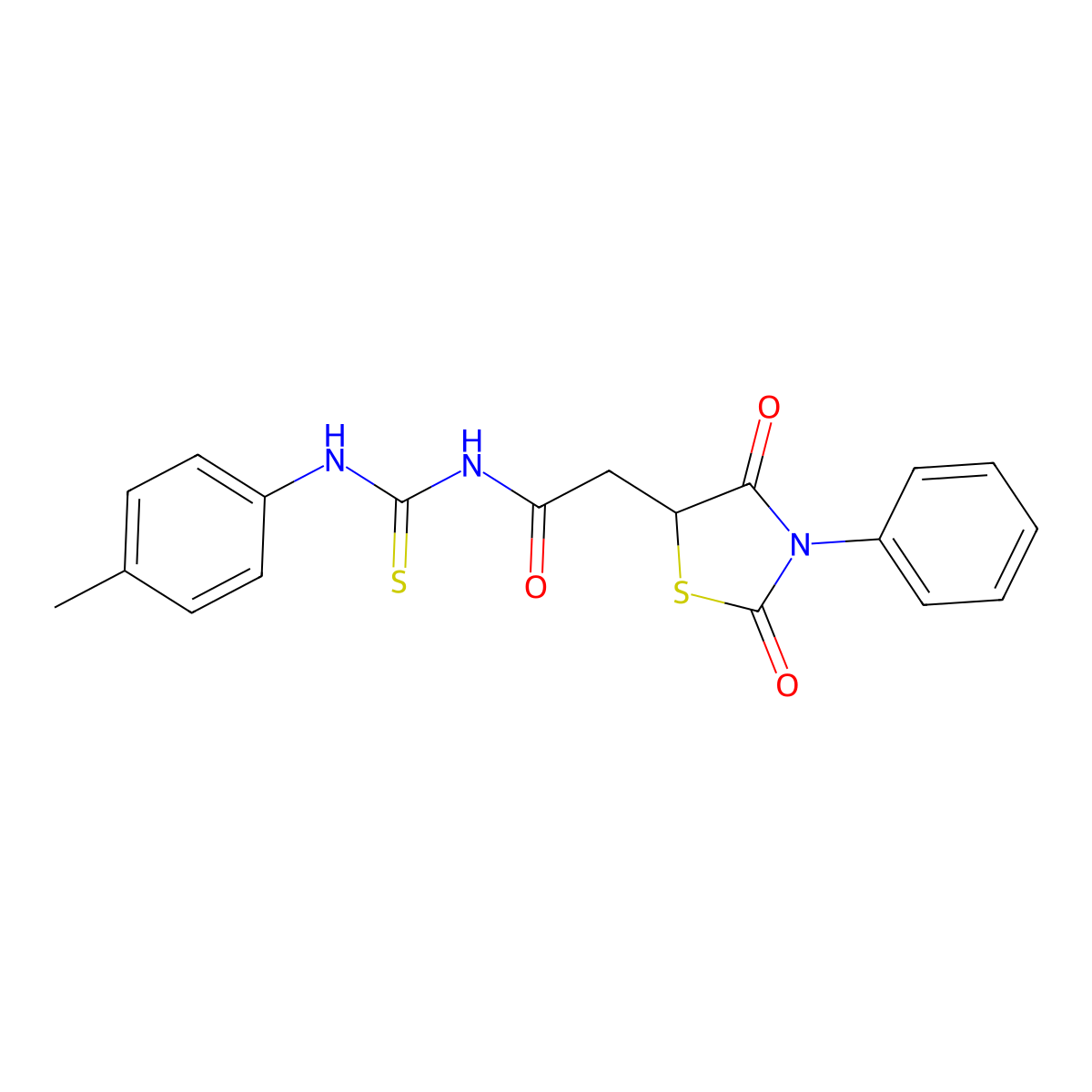 2-(2,4-dioxo-3-phenyl-1,3-thiazolidin-5-yl)-N-[(4-methylphenyl)carbamothioyl]acetamide molecular structure, CAS 489465-92-1
