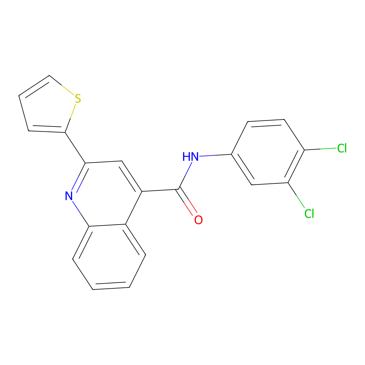 N-(3,4-dichlorophenyl)-2-(2-thienyl)-4-quinolinecarboxamide molecular structure, CAS 489466-15-1