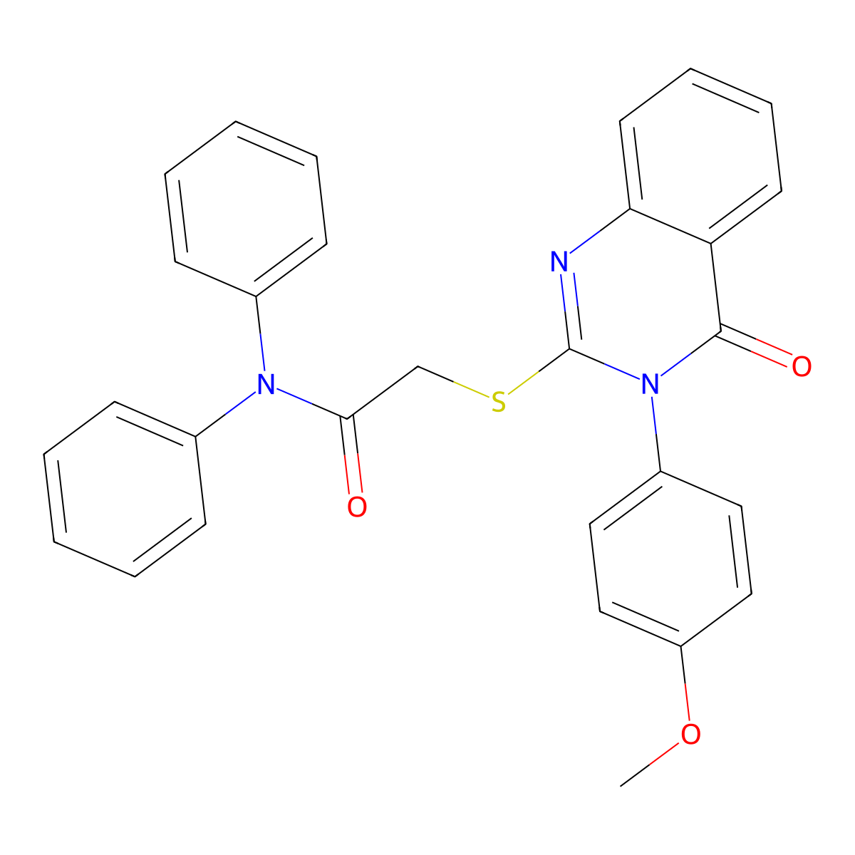 2-[3-(4-methoxyphenyl)-4-oxoquinazolin-2-yl]sulfanyl-N,N-diphenylacetamide molecular structure, CAS 489466-19-5