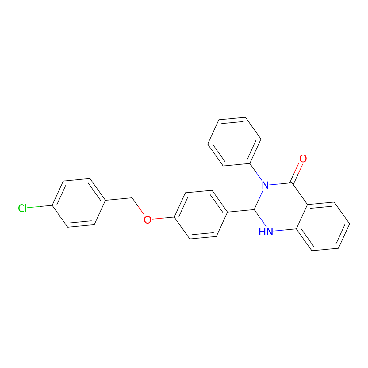 2-[4-[(4-Chlorophenyl)methoxy]phenyl]-3-phenyl-1,2-dihydroquinazolin-4-one molecular structure, CAS 489466-31-1