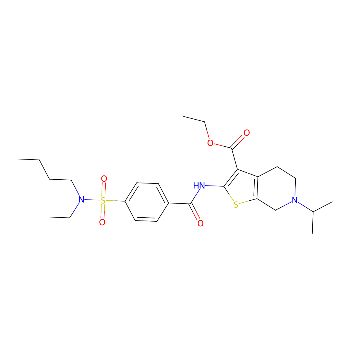 ethyl 2-(4-(N-butyl-N-ethylsulfamoyl)benzamido)-6-isopropyl-4,5,6,7-tetrahydrothieno[2,3-c]pyridine-3-carboxylate molecular structure, CAS 489470-88-4