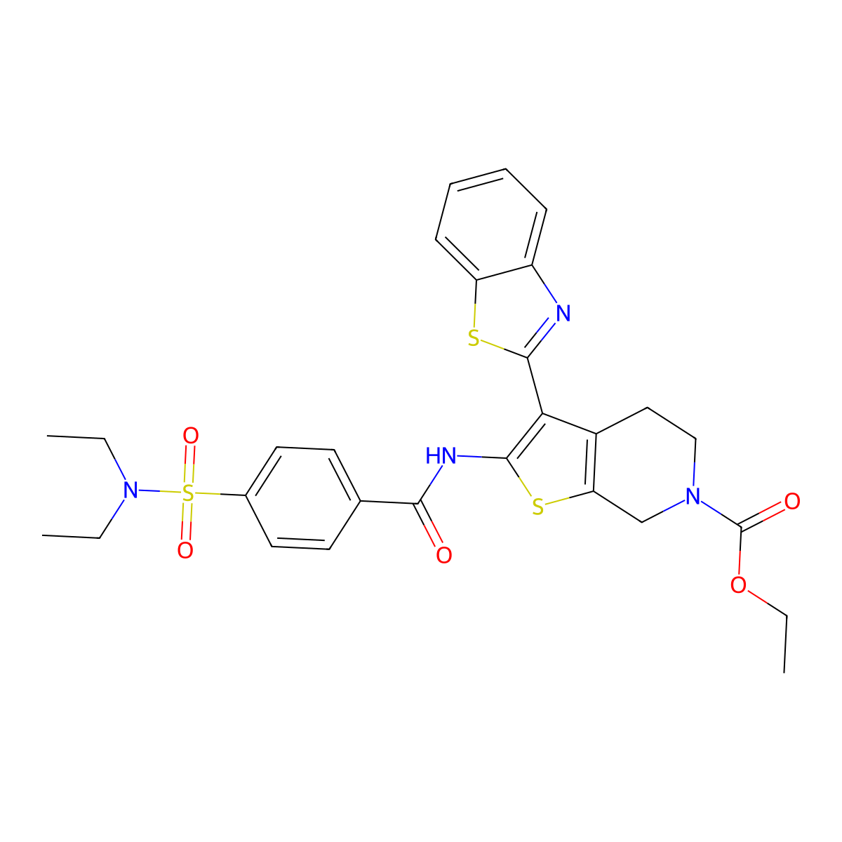 ethyl 3-(benzo[d]thiazol-2-yl)-2-(4-(N,N-diethylsulfamoyl)benzamido)-4,5-dihydrothieno[2,3-c]pyridine-6(7H)-carboxylate molecular structure, CAS 489471-11-6