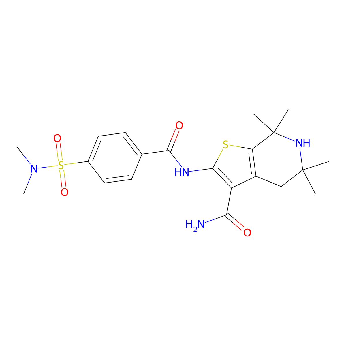 2-[[4-(Dimethylsulfamoyl)benzoyl]amino]-5,5,7,7-tetramethyl-4,6-dihydrothieno[2,3-c]pyridine-3-carboxamide molecular structure, CAS 489471-24-1