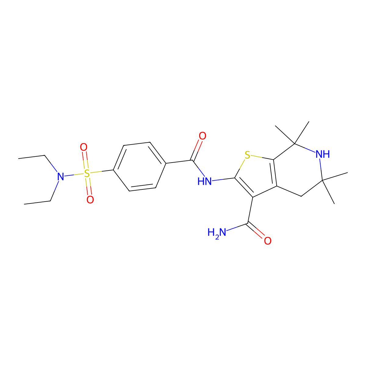 2-(4-(N,N-diethylsulfamoyl)benzamido)-5,5,7,7-tetramethyl-4,5,6,7-tetrahydrothieno[2,3-c]pyridine-3-carboxamide molecular structure, CAS 489471-25-2
