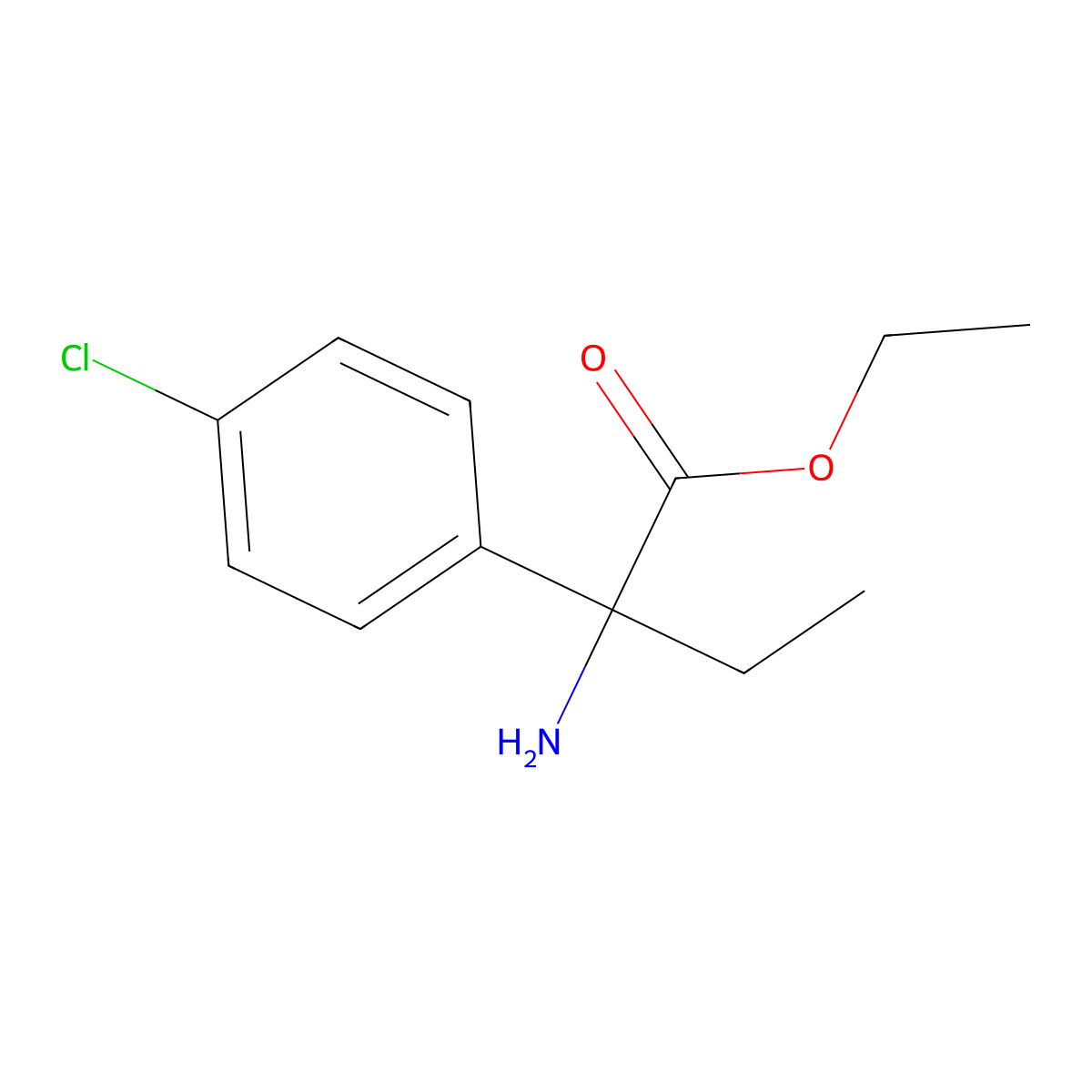 Ethyl 2-amino-2-(4-chlorophenyl)butanoate molecular structure, CAS 4896-01-9