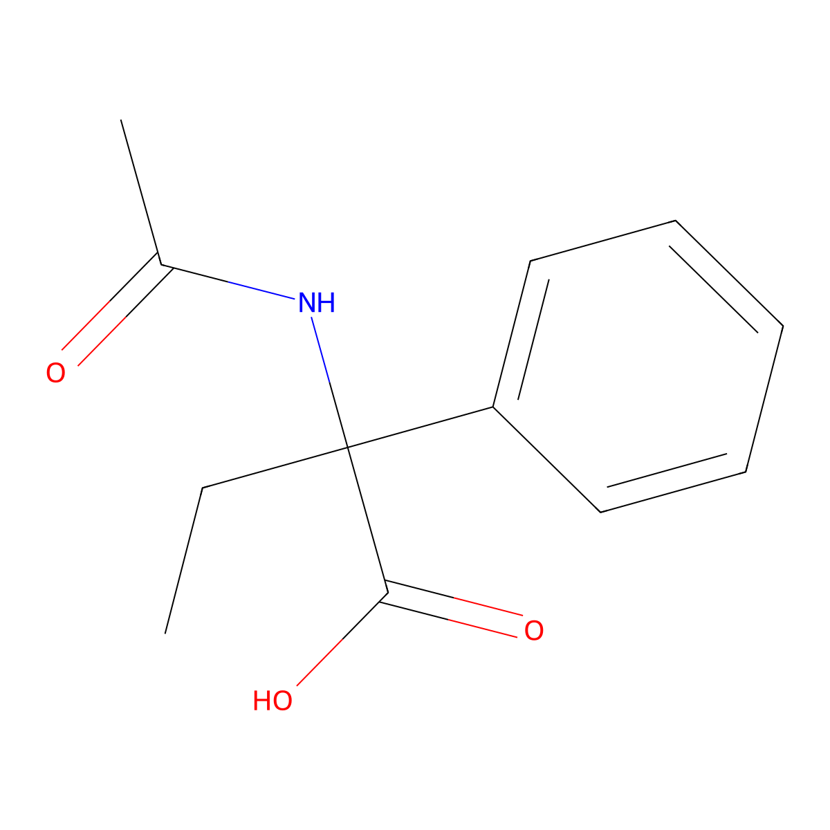 2-Acetamido-2-phenylbutyric acid molecular structure, CAS 4896-15-5