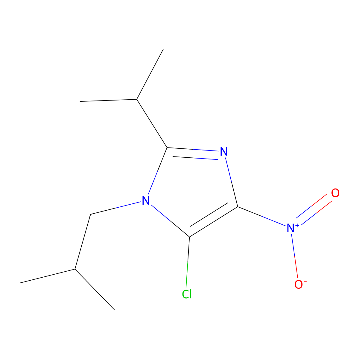 5-chloro-4-nitro-1-isobutyl-2-isopropyl-1H-imidazole molecular structure, CAS 4897-29-4