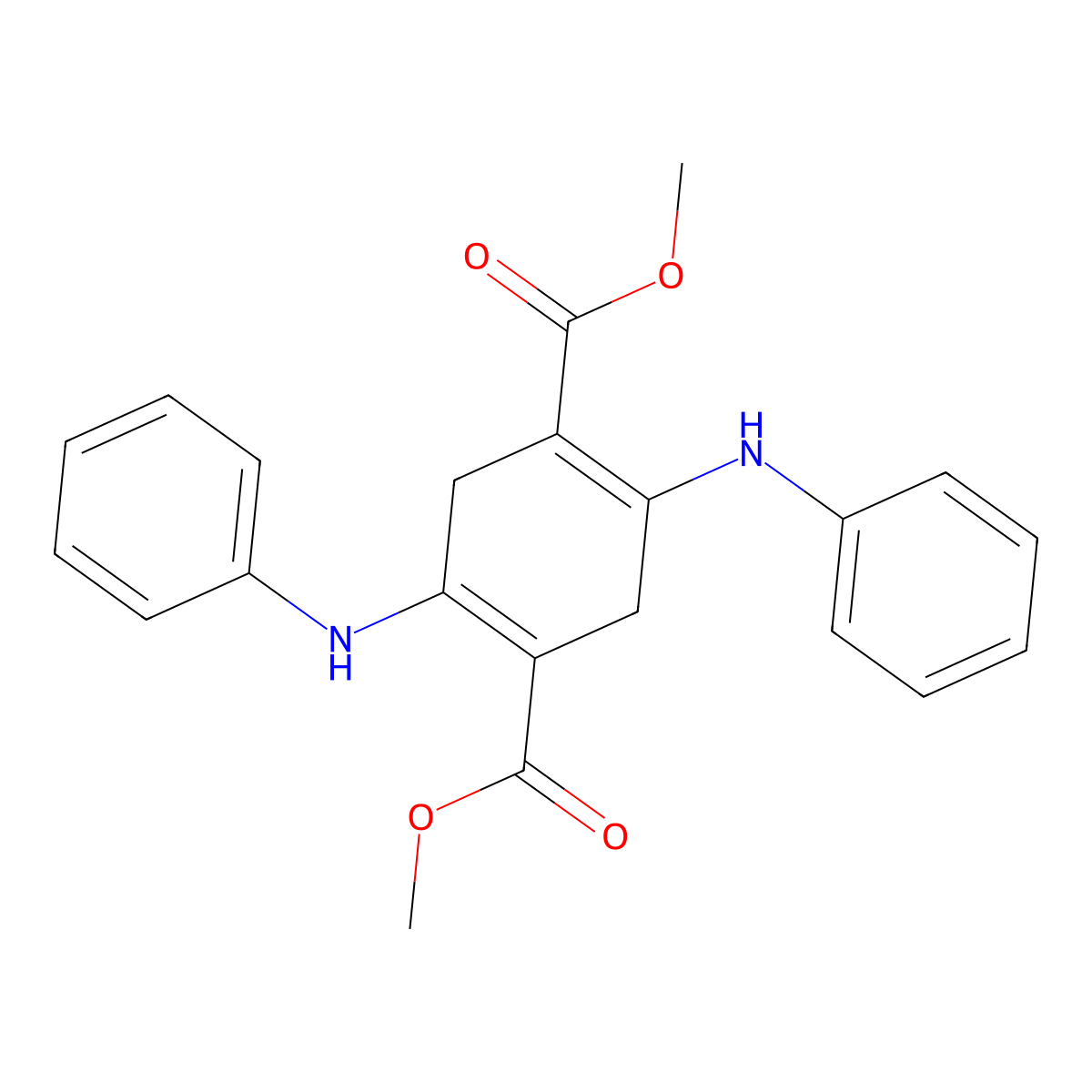 1,4-Cyclohexadiene-1,4-dicarboxylic acid, 2,5-bis(phenylamino)-, 1,4-dimethyl ester molecular structure, CAS 4898-58-2