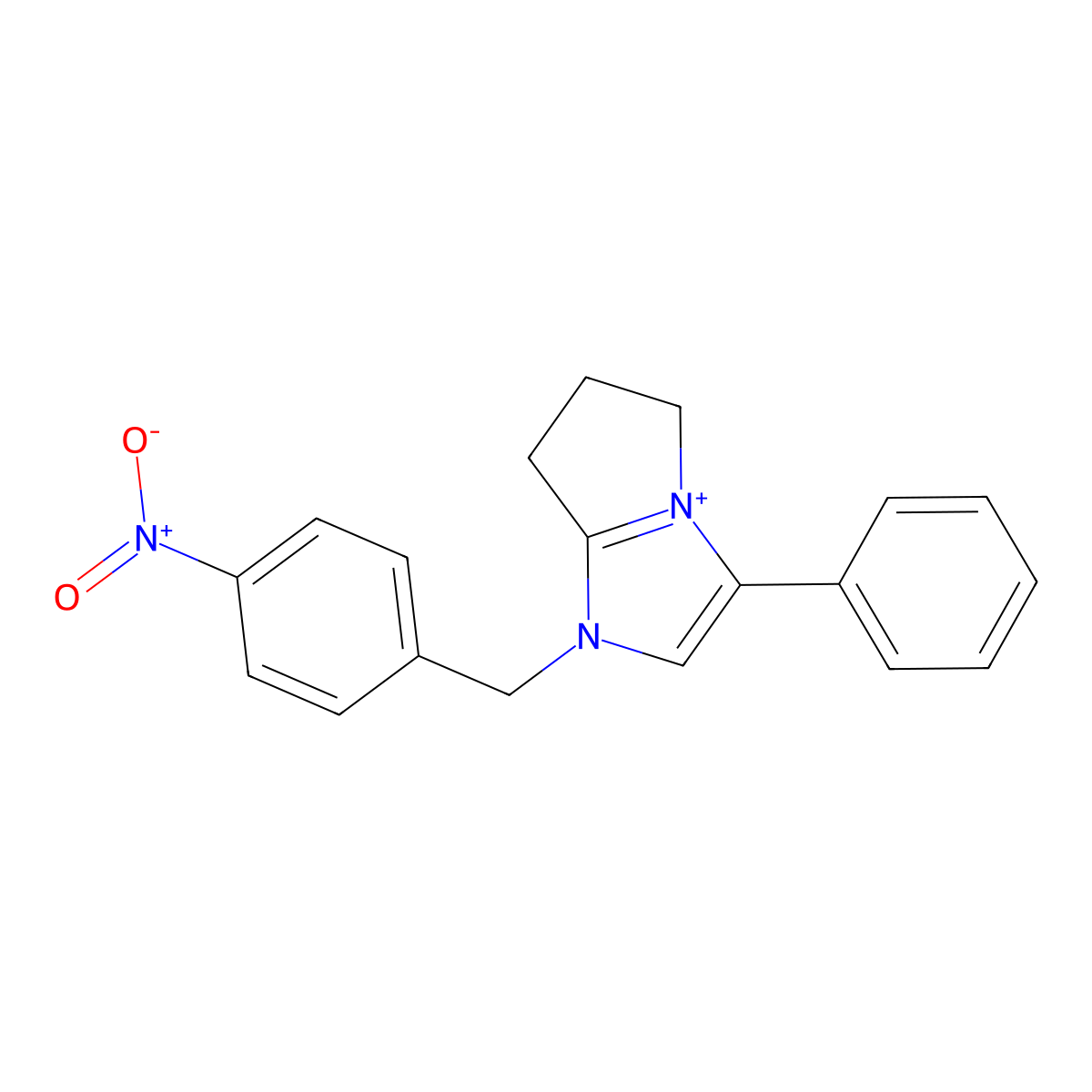 1-[(4-nitrophenyl)methyl]-3-phenyl-6,7-dihydro-5H-pyrrolo[1,2-a]imidazol-1-ium molecular structure, CAS 4898-90-2