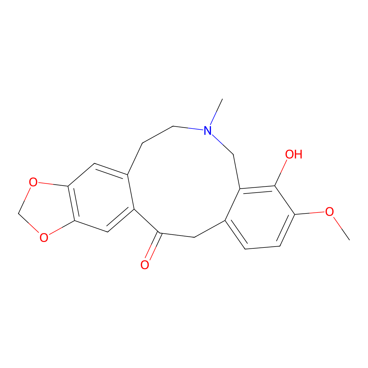 5,7,8,15-Tetrahydro-4-hydroxy-3-methoxy-6-methyl[1,3]benzodioxolo[5,6-e][2]benzazecin-14(6H)-one molecular structure, CAS 490-52-8