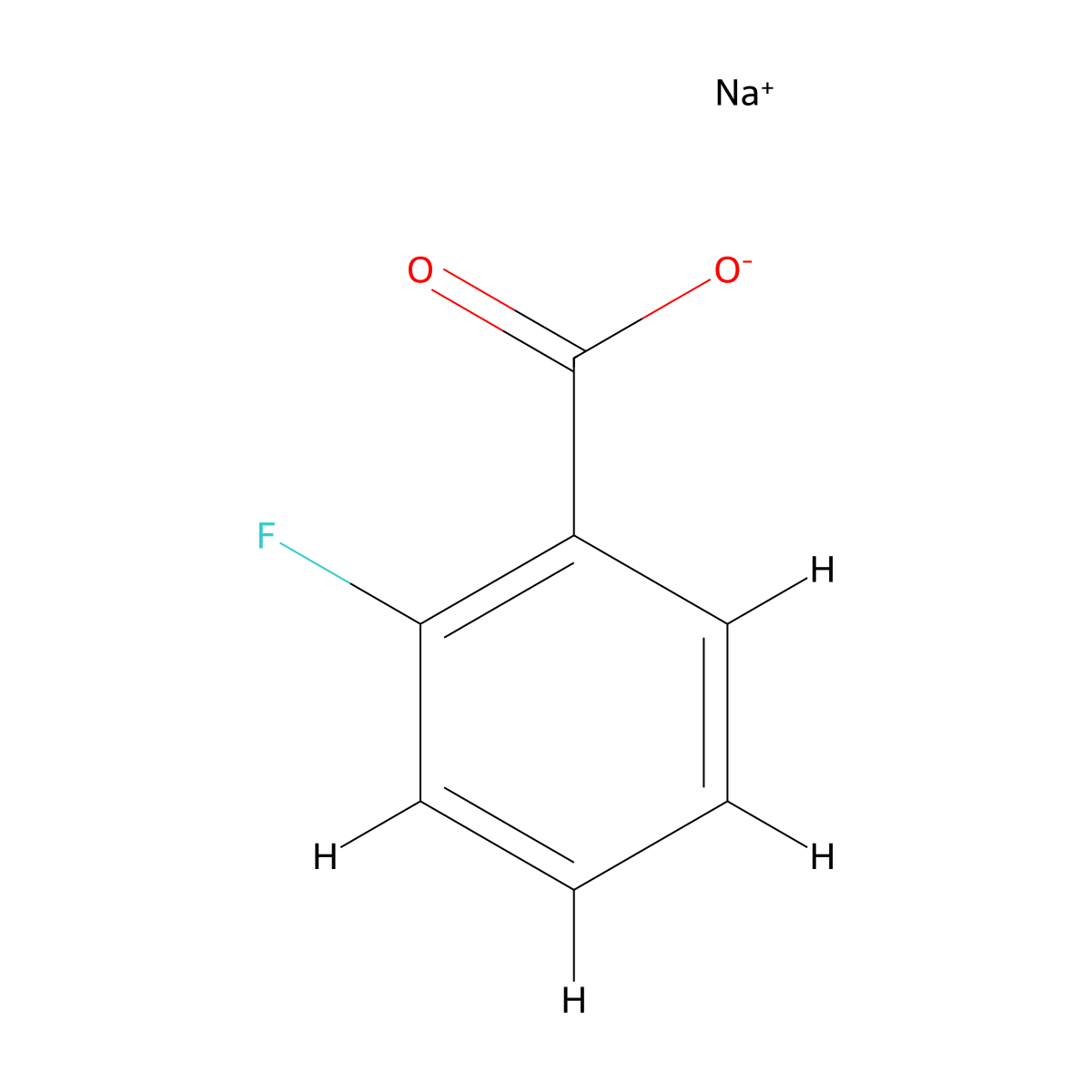 Benzoic acid, 2-fluoro-, sodium salt (1:1) molecular structure, CAS 490-97-1