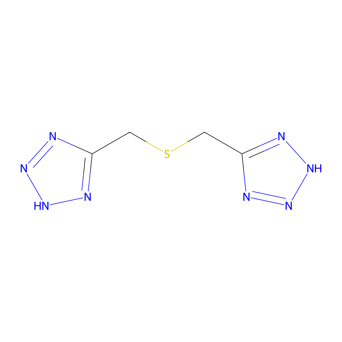 5-(2H-tetrazol-5-ylmethylsulfanylmethyl)-2H-tetrazole molecular structure, CAS 4900-33-8