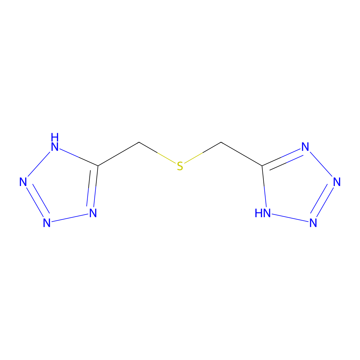 5-(2H-tetrazol-5-ylmethylsulfanylmethyl)-2H-tetrazole molecular structure, CAS 4900-33-8
