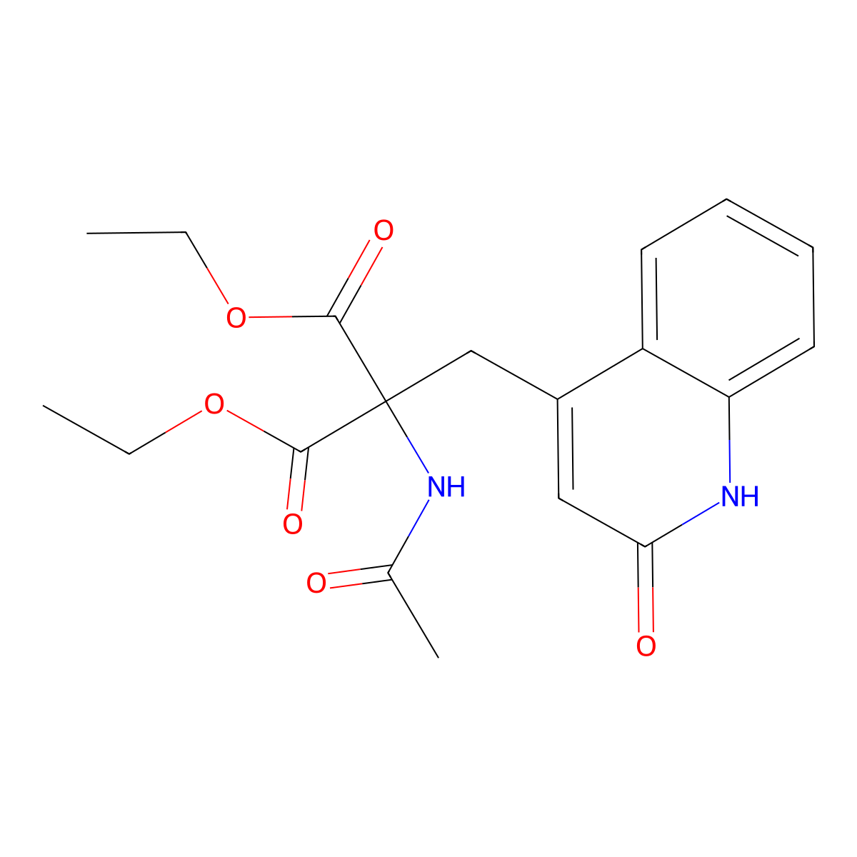 Diethyl 2-acetamido-2-((2-oxo-1,2-dihydroquinolin-4-yl)methyl)malonate molecular structure, CAS 4900-38-3