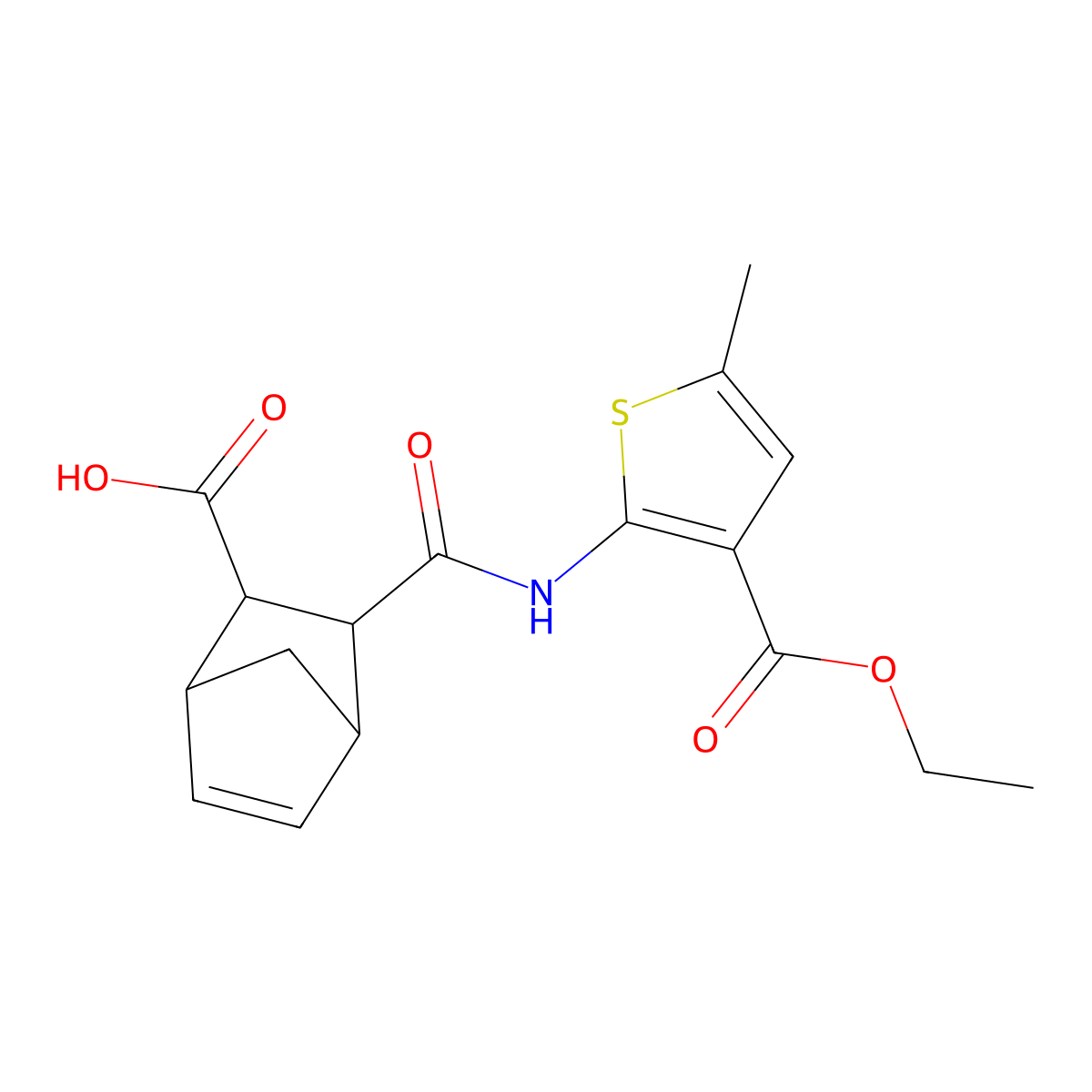 3-{[3-(Ethoxycarbonyl)-5-methylthiophen-2-yl]carbamoyl}bicyclo[2.2.1]hept-5-ene-2-carboxylic acid molecular structure, CAS 490013-30-4
