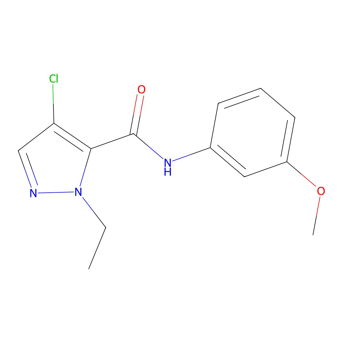 4-chloro-2-ethyl-N-(3-methoxyphenyl)pyrazole-3-carboxamide molecular structure, CAS 490013-39-3