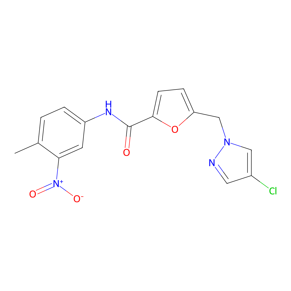 5-[(4-chloropyrazol-1-yl)methyl]-N-(4-methyl-3-nitrophenyl)furan-2-carboxamide molecular structure, CAS 490013-45-1