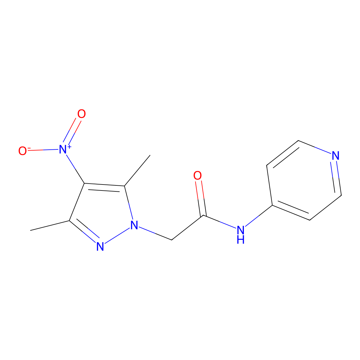 2-(3,5-dimethyl-4-nitropyrazol-1-yl)-N-pyridin-4-ylacetamide molecular structure, CAS 490013-46-2