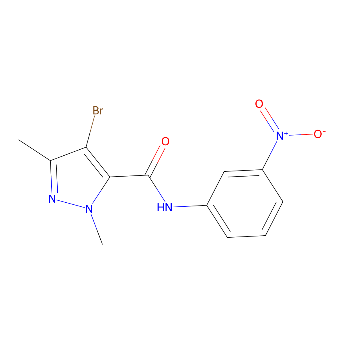 4-bromo-2,5-dimethyl-N-(3-nitrophenyl)pyrazole-3-carboxamide molecular structure, CAS 490013-57-5
