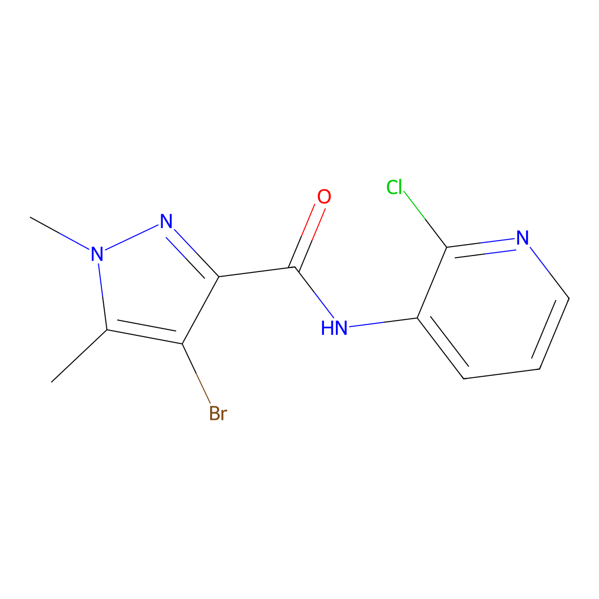 4-bromo-N-(2-chloropyridin-3-yl)-1,5-dimethylpyrazole-3-carboxamide molecular structure, CAS 490013-72-4