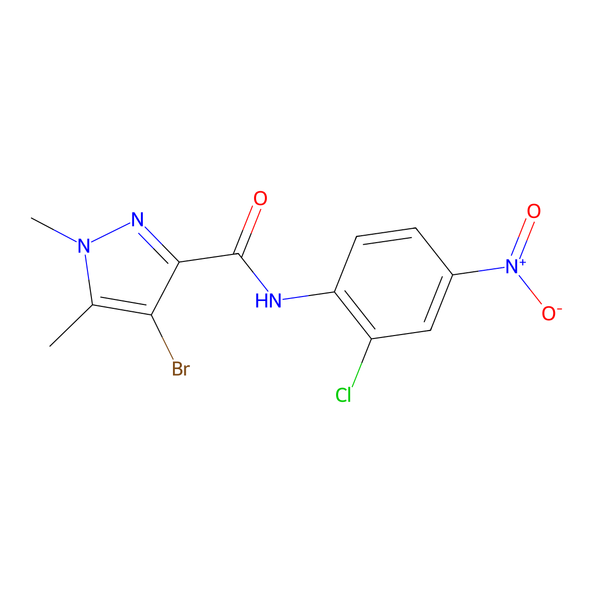 4-bromo-N-(2-chloro-4-nitrophenyl)-1,5-dimethylpyrazole-3-carboxamide molecular structure, CAS 490013-90-6
