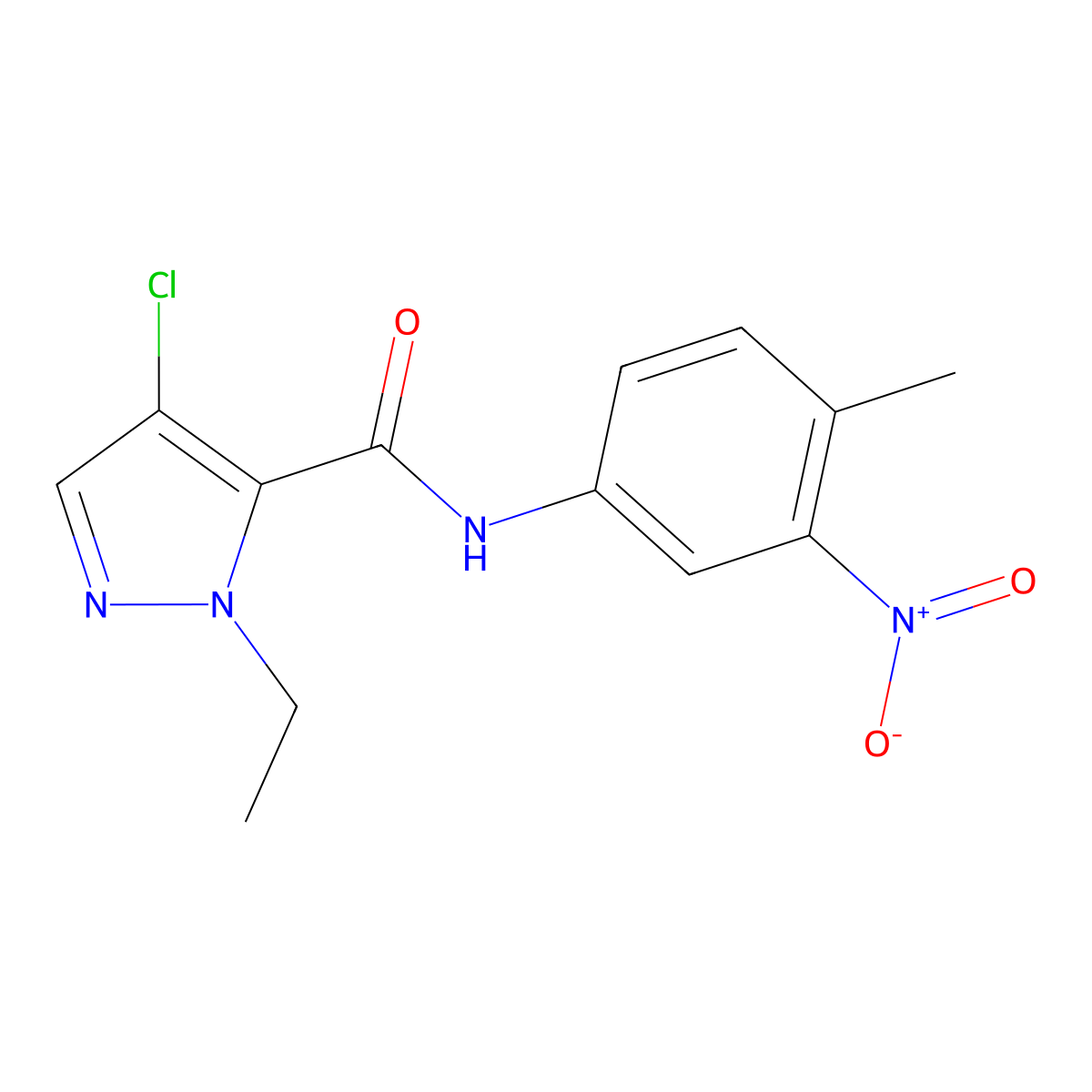 4-chloro-2-ethyl-N-(4-methyl-3-nitrophenyl)pyrazole-3-carboxamide molecular structure, CAS 490013-97-3