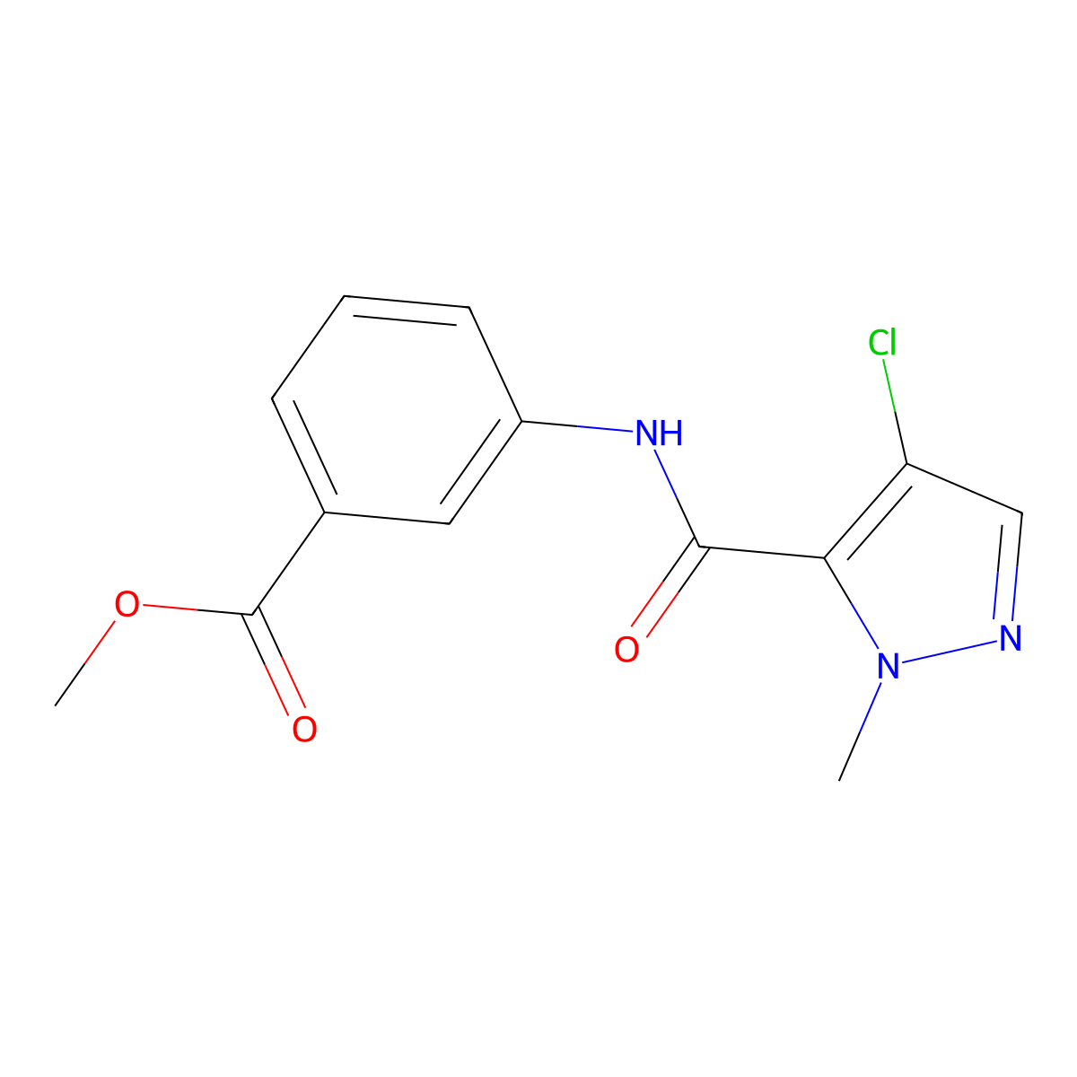 methyl 3-{[(4-chloro-1-methyl-1H-pyrazol-5-yl)carbonyl]amino}benzoate molecular structure, CAS 490014-16-9