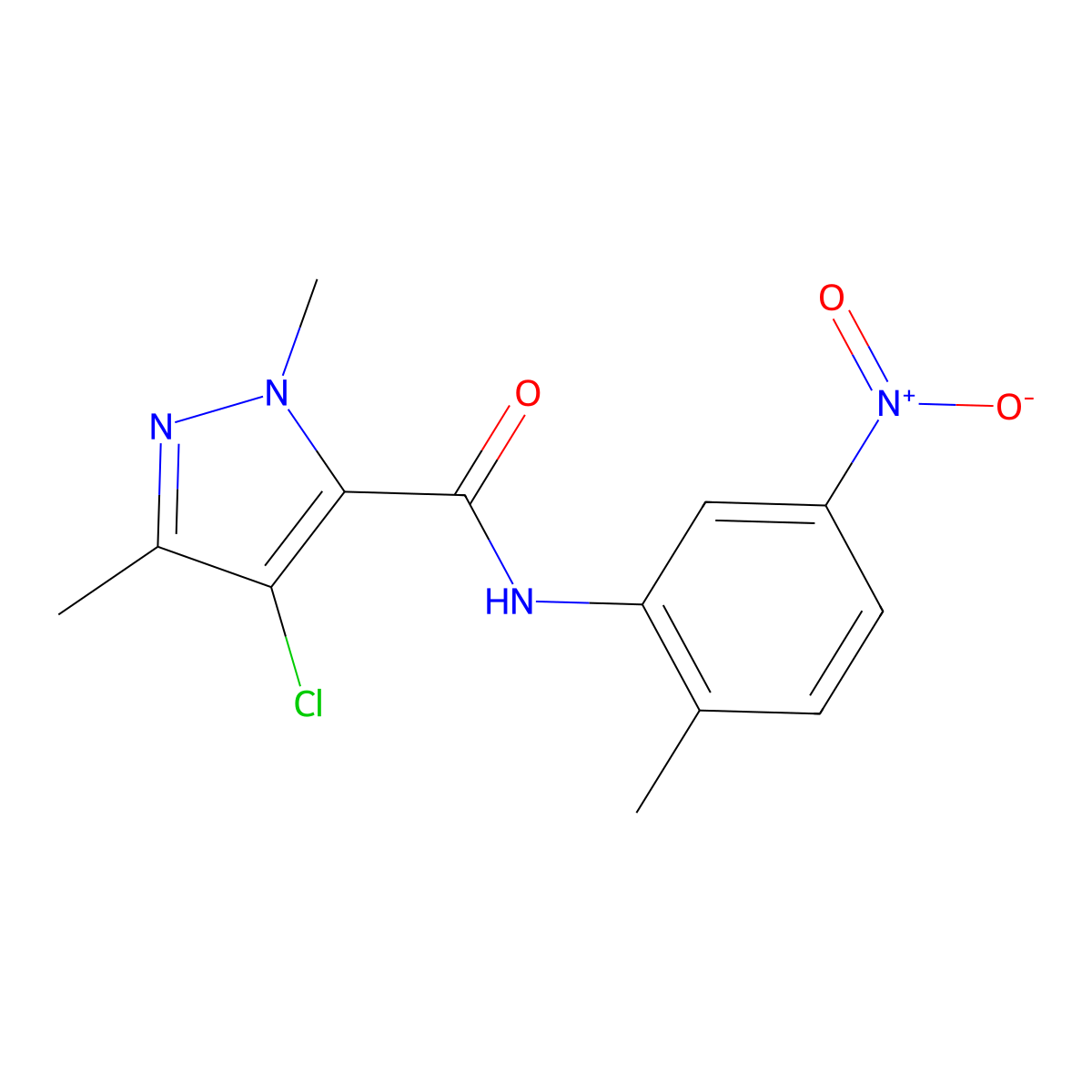 4-chloro-2,5-dimethyl-N-(2-methyl-5-nitrophenyl)pyrazole-3-carboxamide molecular structure, CAS 490014-22-7