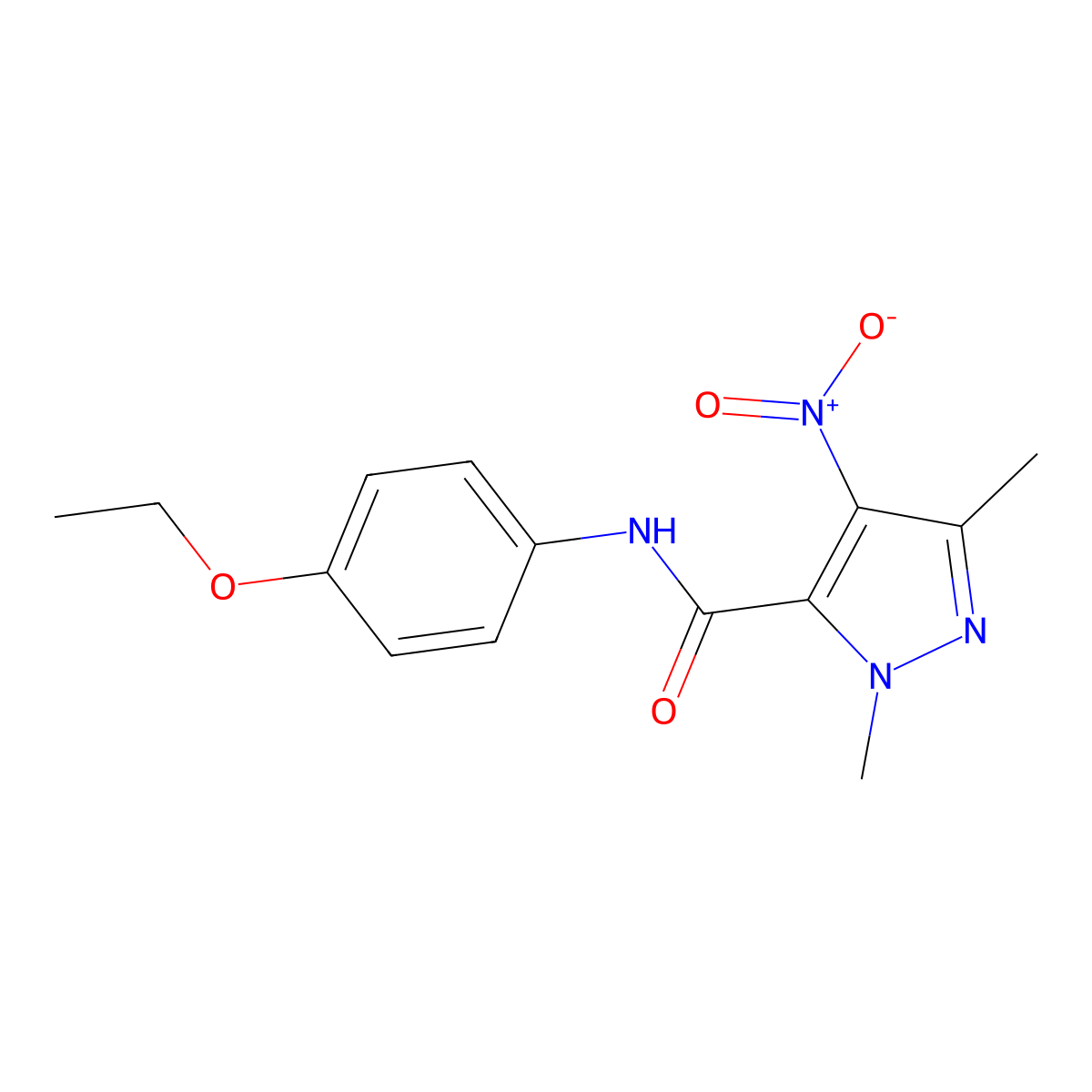 N-(4-ethoxyphenyl)-2,5-dimethyl-4-nitropyrazole-3-carboxamide molecular structure, CAS 490014-25-0