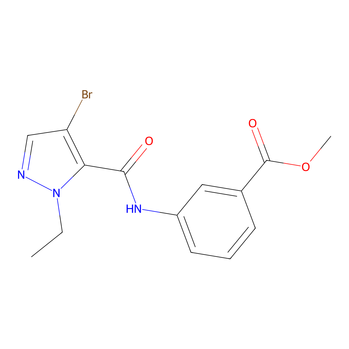 methyl 3-{[(4-bromo-1-ethyl-1H-pyrazol-5-yl)carbonyl]amino}benzoate molecular structure, CAS 490014-67-0