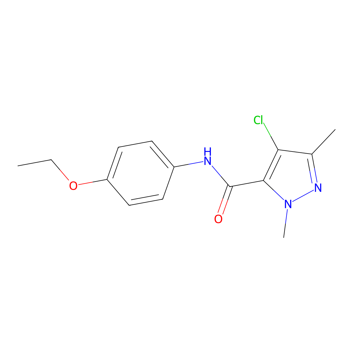 4-chloro-N-(4-ethoxyphenyl)-2,5-dimethylpyrazole-3-carboxamide molecular structure, CAS 490014-71-6