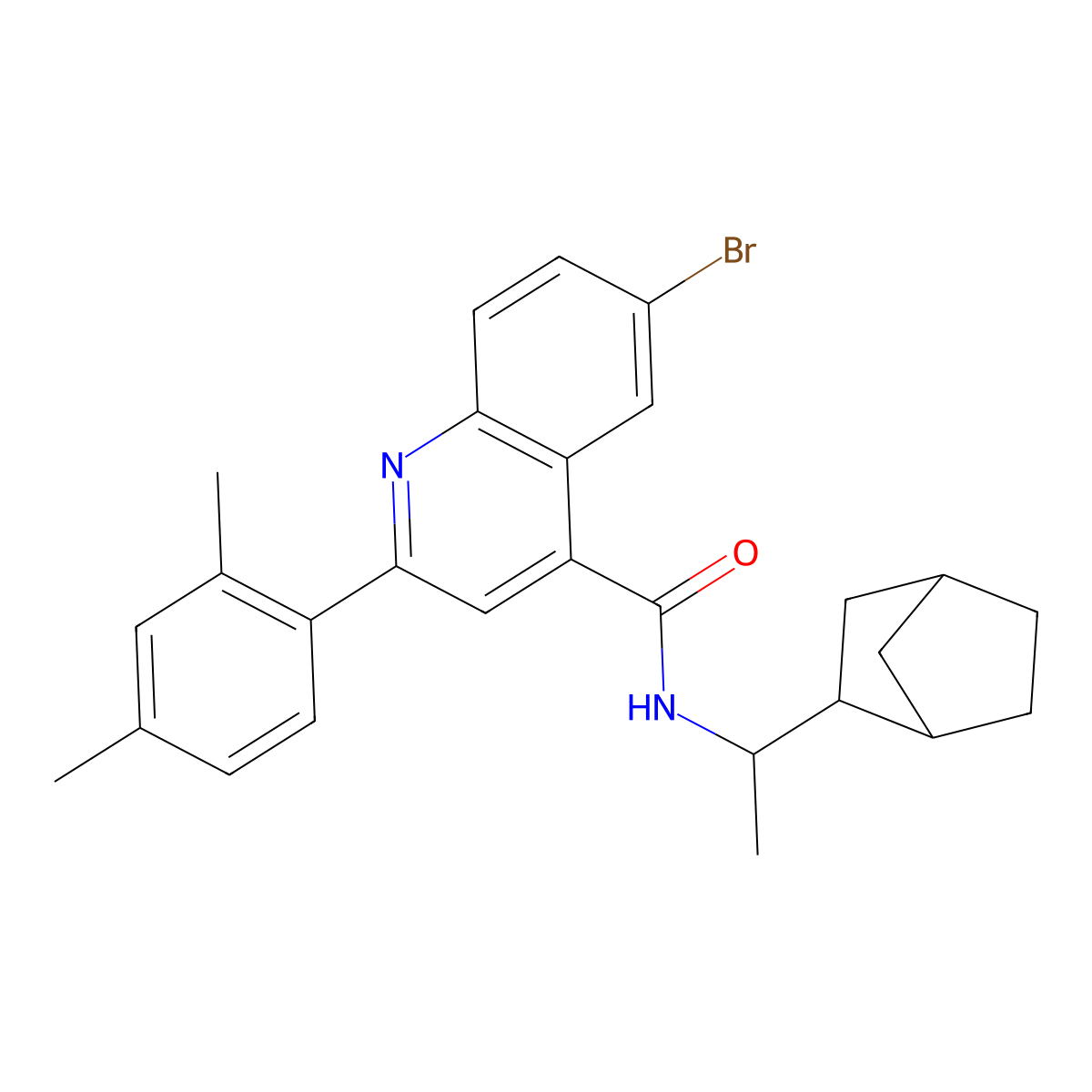 N-(1-bicyclo[2.2.1]hept-2-ylethyl)-6-bromo-2-(2,4-dimethylphenyl)-4-quinolinecarboxamide molecular structure, CAS 490014-86-3