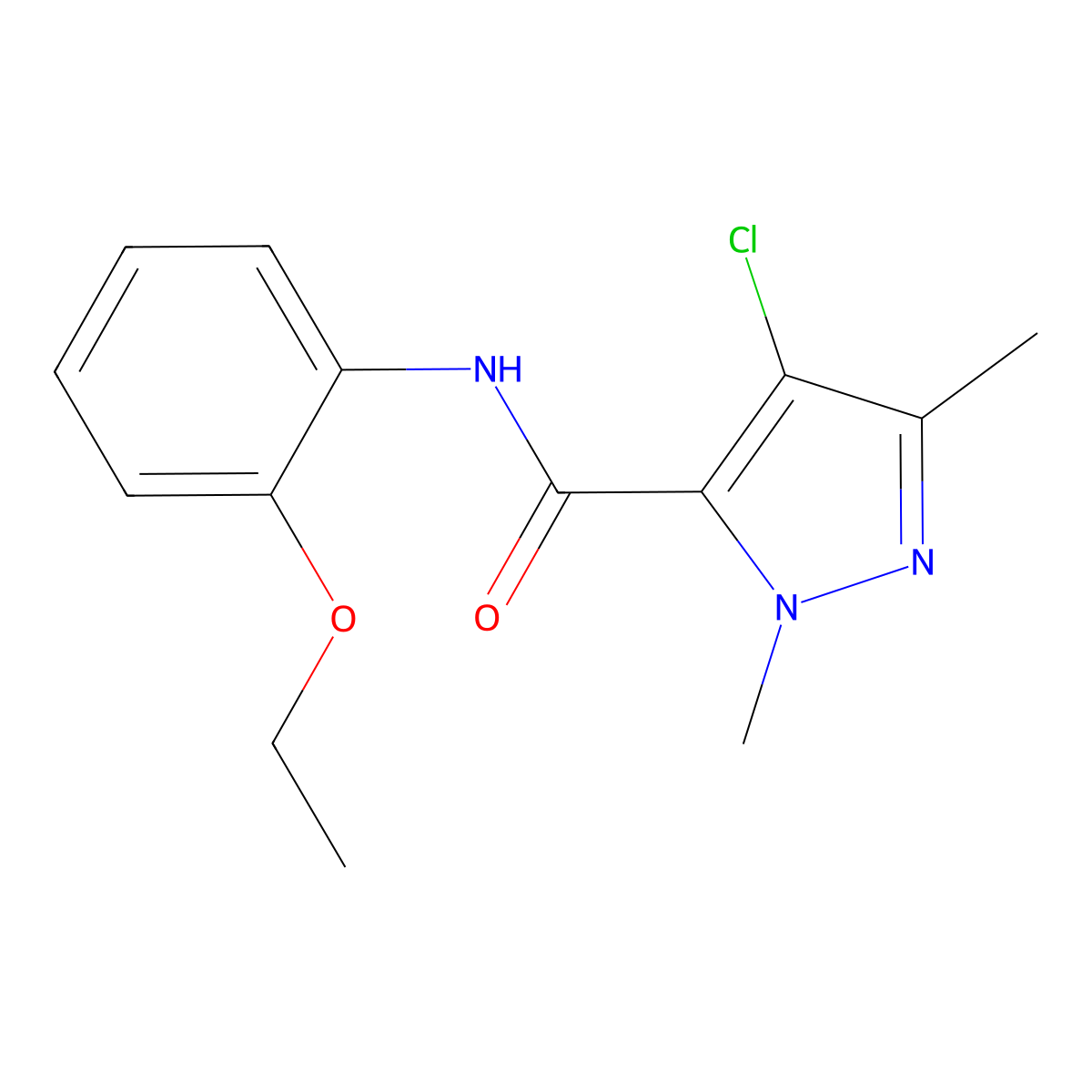 4-chloro-N-(2-ethoxyphenyl)-2,5-dimethylpyrazole-3-carboxamide molecular structure, CAS 490015-06-0