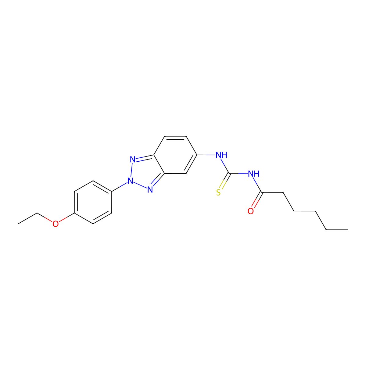 N-[[2-(4-ethoxyphenyl)benzotriazol-5-yl]carbamothioyl]hexanamide molecular structure, CAS 490015-87-7