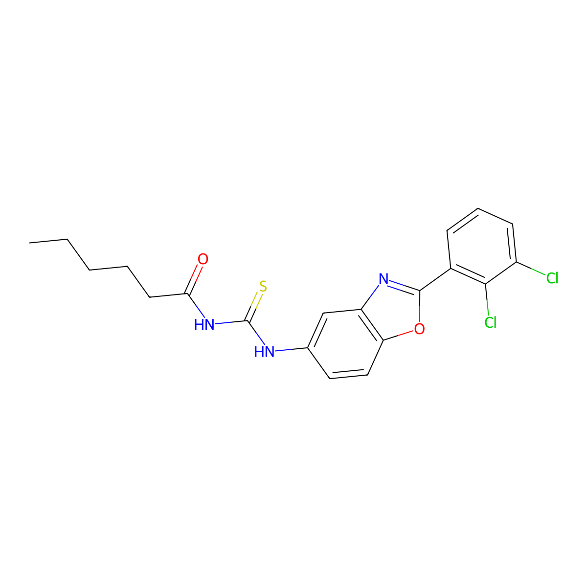 N-[[2-(2,3-dichlorophenyl)-1,3-benzoxazol-5-yl]carbamothioyl]hexanamide molecular structure, CAS 490015-91-3