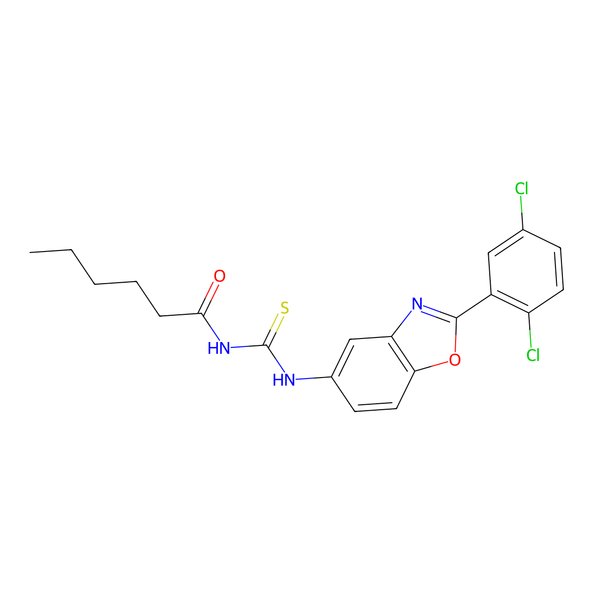N-[[2-(2,5-dichlorophenyl)-1,3-benzoxazol-5-yl]carbamothioyl]hexanamide molecular structure, CAS 490015-92-4