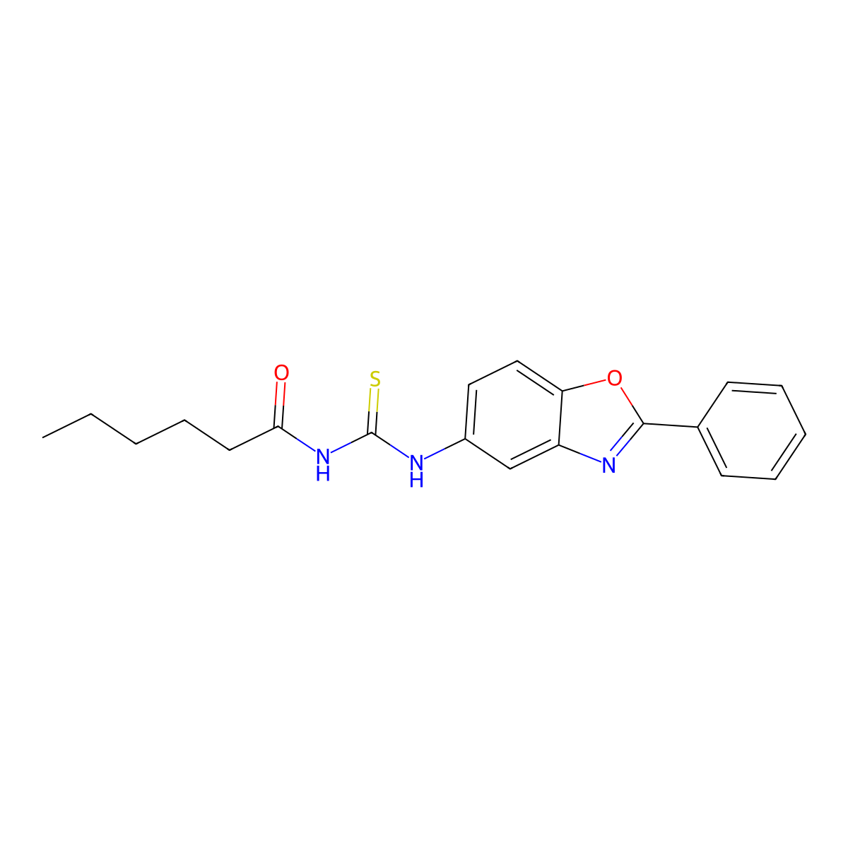 N-[(2-phenyl-1,3-benzoxazol-5-yl)carbamothioyl]hexanamide molecular structure, CAS 490016-14-3