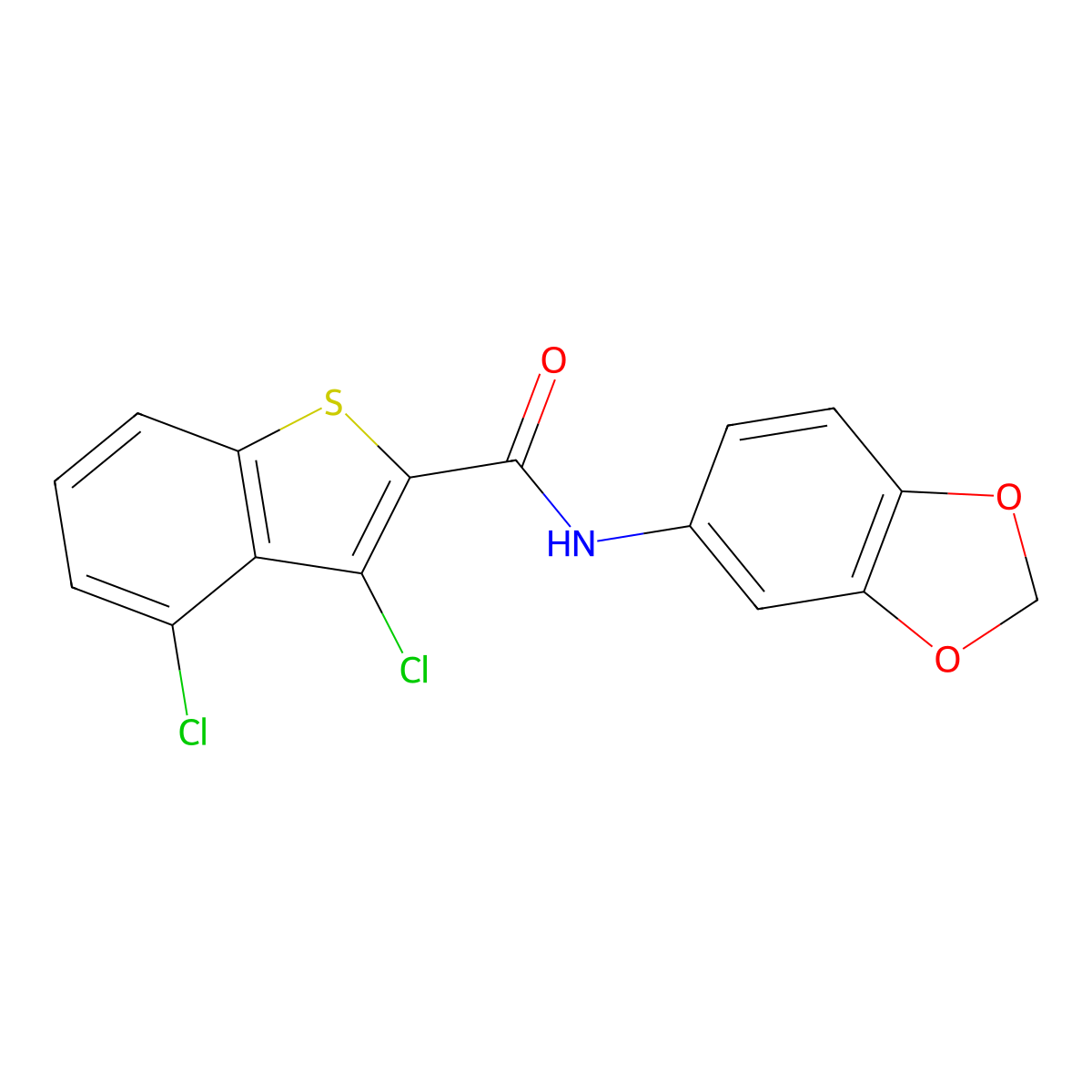 N-(1,3-benzodioxol-5-yl)-3,4-dichloro-1-benzothiophene-2-carboxamide molecular structure, CAS 490016-75-6