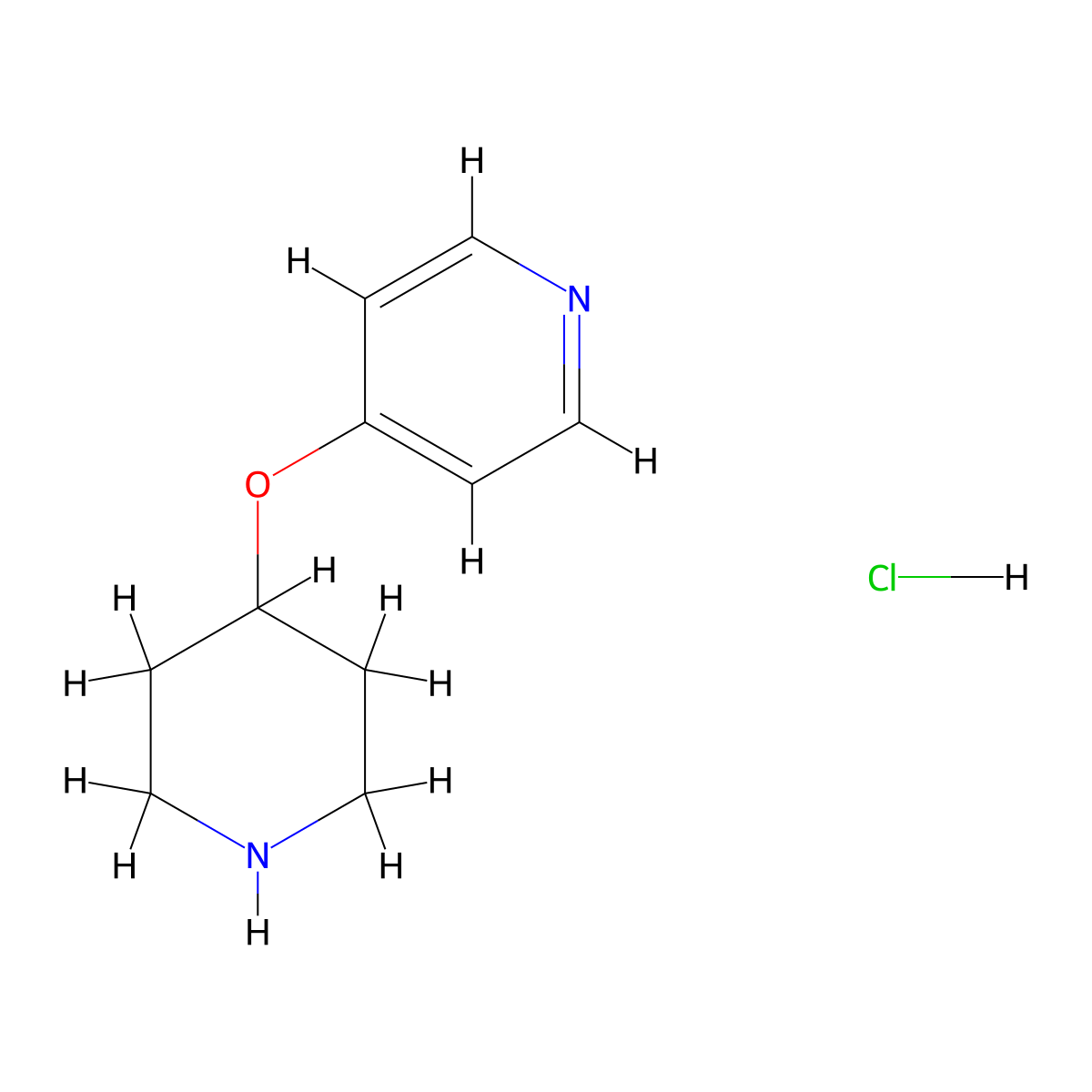 4-(Piperidin-4-yloxy)pyridine hydrochloride molecular structure, CAS 490030-37-0